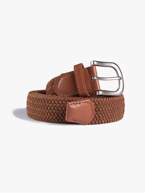 Mugsy Men’s Brown Braided Stretch Belt with Leather Accents (NWT)